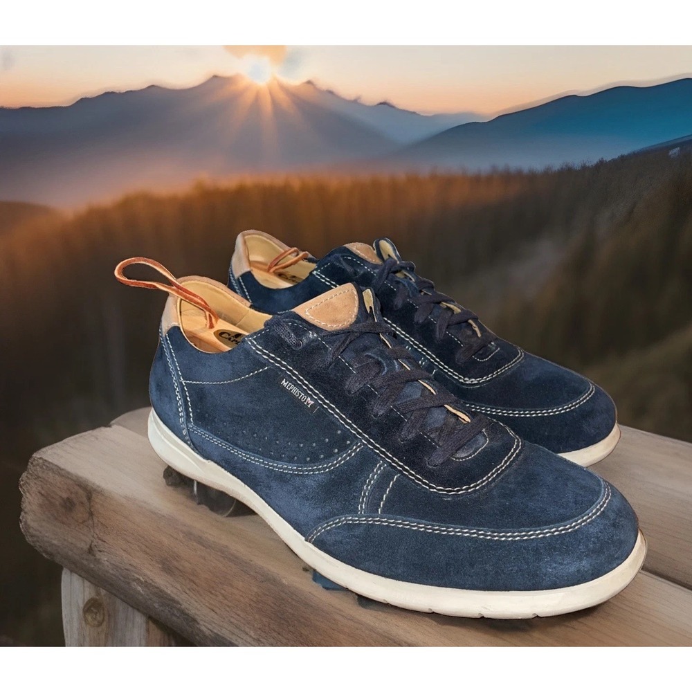Mephisto Suede Casual Shoes Men 11.5 Navy Blue 9 4511313690 Runoff Jet - Picture 1 of 9